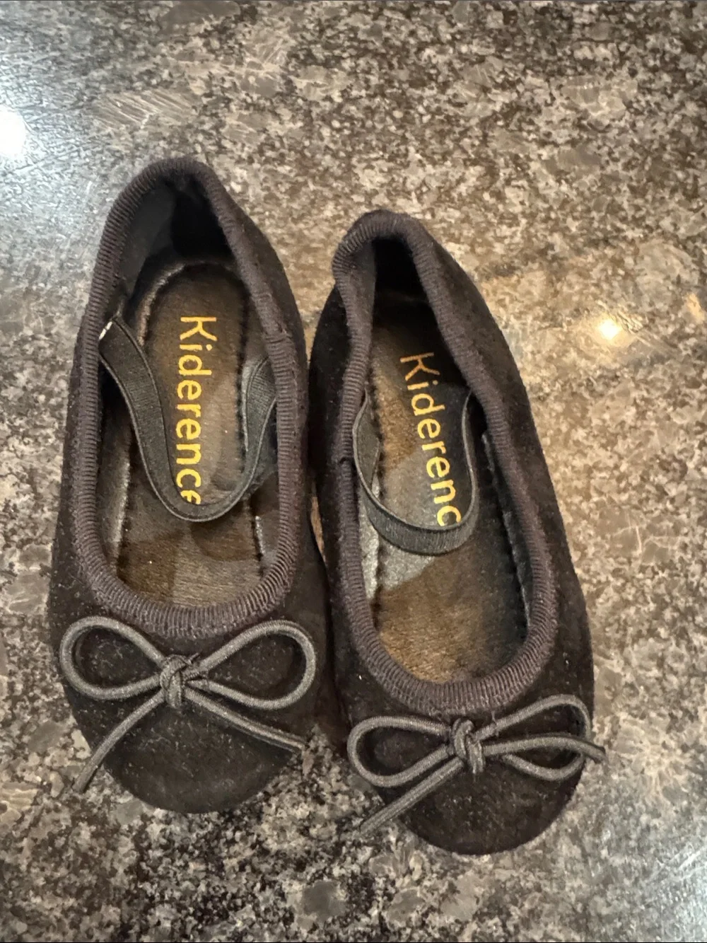 Kids Black Ballet Slippers with Tie Bow